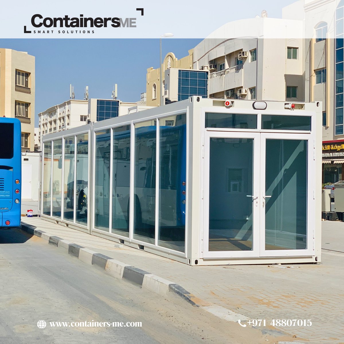 Containers_me's tweet image. Check out our modular mobile bus terminal in Muwaileh, Sharjah! 🚍🏗️ Perfect for public transport needs, providing comfort &amp;amp; functionality. 

Learn more here: 🔗 containers-me.com/projects

#modularcontainers #mobilesolutions #sharjah #busterminal #temporarystructures