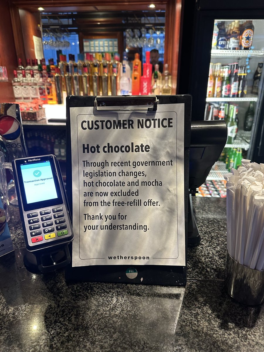 London_W4's tweet image. I saw this notice posted on here and thought it was a joke, but no, it’s real. Here this morning for my breakfast and I never have a hot chocolate, only black coffee, but today I’m having a hot chocolate and going to refill it 17 times. So up yours Starmer! Power to the people.