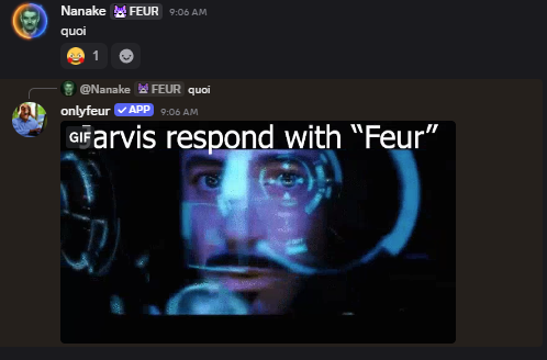 Onlyfeur's tweet photo. Update : 
Le bot "marque" les messages avec un émoji
Le bot détecte désormais la suppression de message
Le bot détecte désormais l'édition de message
Le bot peut répondre avec des gifs (optionnel) https://t.co/Mpi11ZFODk