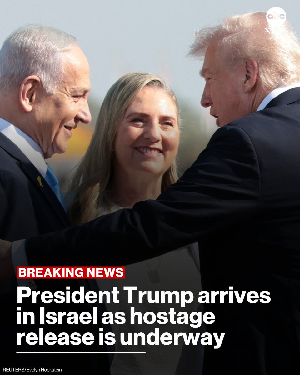 BREAKING: President Trump arrives in Israel as hostage release is underway.

Follow live updates: abcnews.link/lMmWkdk