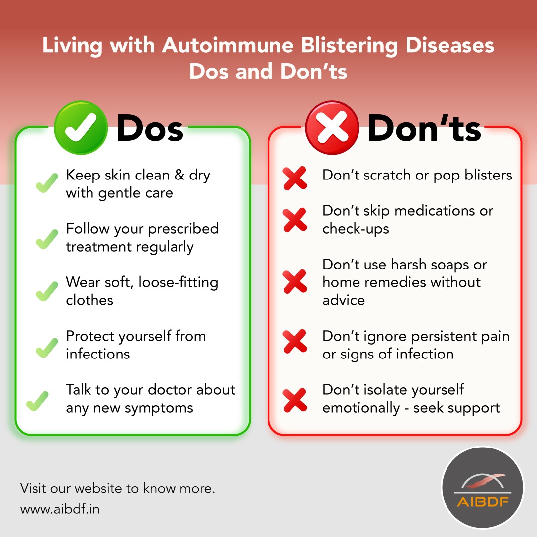 Aibdf2022's tweet image. Living with Autoimmune Blistering Diseases isn’t easy — it takes strength, patience, and daily care. 💙

#aibdf #autoimmuneblisteringdiseases #pemphigus #pemphigoid #autoimmuneawareness #skinhealth #healingjourney #chronicillnesssupport #patientawareness #skincaretips #selfcare