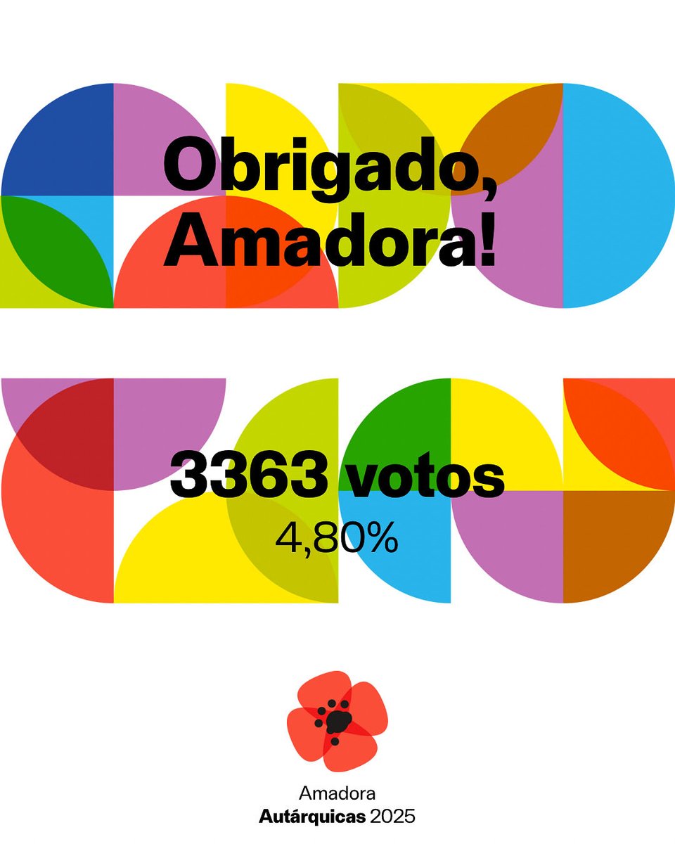 Obrigado a todos os amadorenses pela confiança. Seguimos juntos por uma Amadora com futuro. Verde. Justa. Livre! 🌺