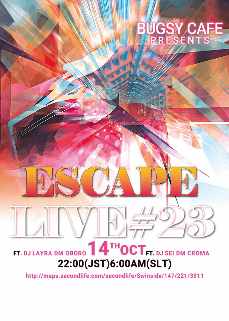 今週もESCAPE　LIVEあります✨️
sl-event.info/?id=37842
一緒にやるのは超久しぶりのDJ星ちゃん✨️
そしてDMに久しぶりのおぼろくんこともも(ふ)ちゃ❣と
むすめっこのくろま♬
きーてーねー❣