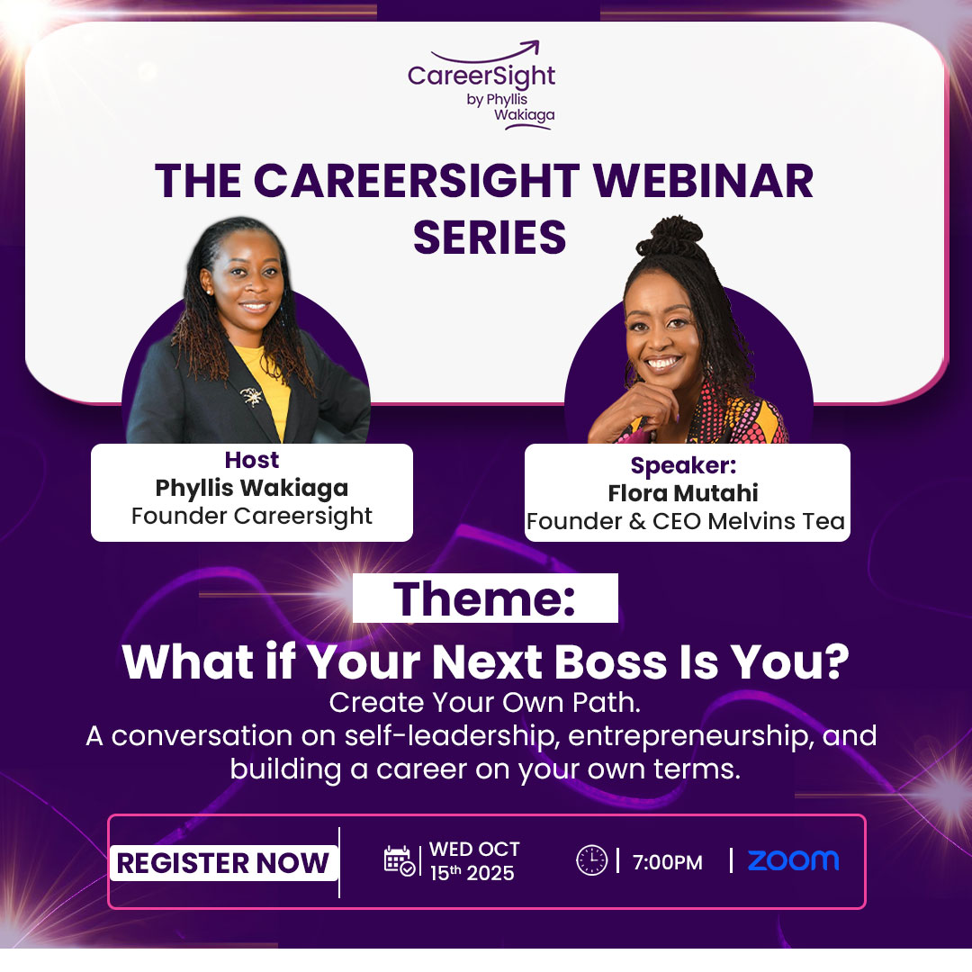 This Wednesday on <a href="/CareersightKE/">Careersight</a> #CSWebinarSeries, I will be hosting <a href="/FloraMutahi/">Flora Mutahi</a>, Founder &amp; CEO of <a href="/melvinsteas/">Melvins Teas</a>, for a conversation on self-leadership, entrepreneurship, and what it truly means to create your own path.

We will also touch on her inspiring journey captured in her