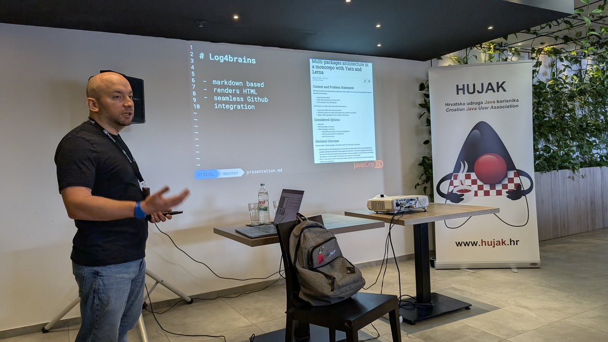 vilojona's tweet image. We start the morning with @Tacsiazuma talking about Architecture Design Records at @JavaCro #javacro25