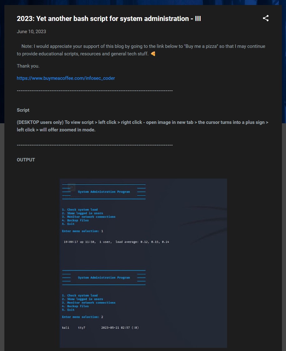 infosec_coder's tweet image. 💥 🛠️ Bash tutorial - Yet another bash script for system administration - III
🛠️ 💥
#aws #infosec #linux #webdev #devops #devsecops #database
coder1life.blogspot.com/2023/06/2023-y…
❤️ tech life
