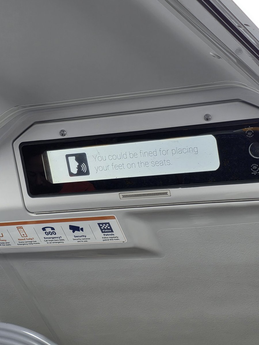 multithreddy's tweet image. 🗣️ You could be fined for placing your feet on the seats.
(Also who picked these ultralight weight fonts??)