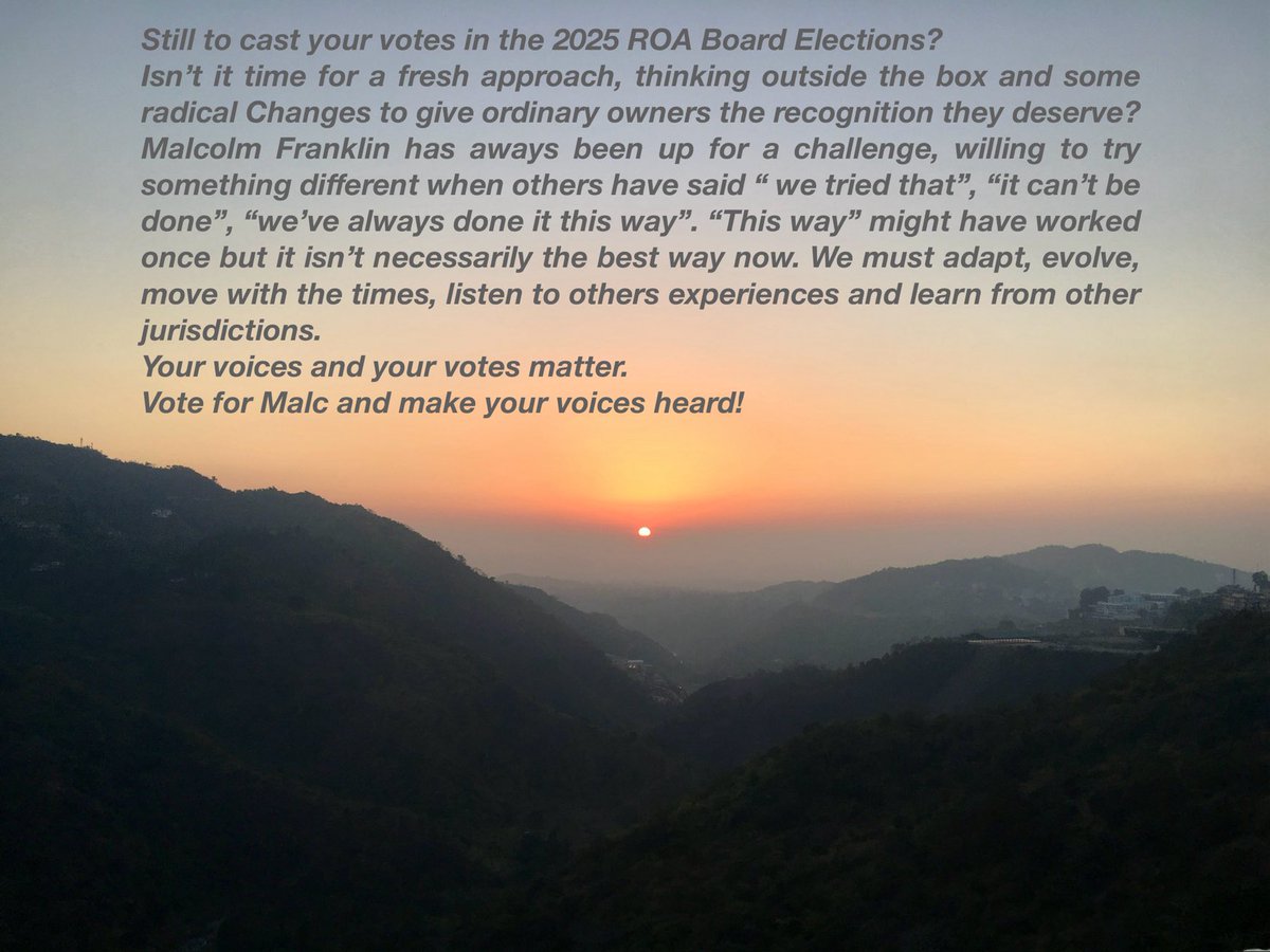 Voting closes ⁦⁦<a href="/RacehorseOwners/">Racehorse Owners Association</a>⁩ Elections at 12pm this Fri 17th October.It’s time ordinary owners saw a return for their investment &amp; commitment to the sport.Time for action &amp; not political posturing.Vote for ⁦<a href="/MPFranklin/">Malcolm Franklin</a>⁩ &amp;vote for change.