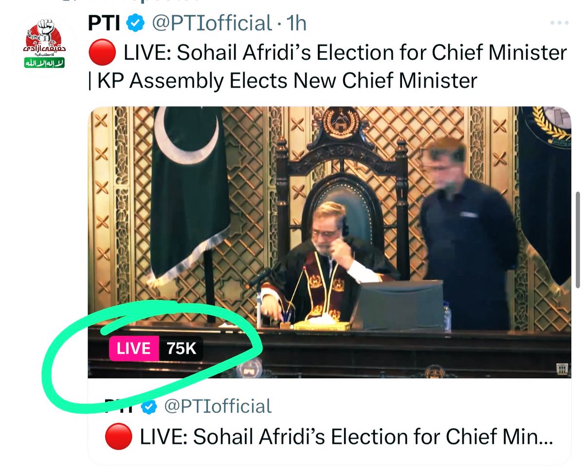agentjay2009's tweet image. Pakistan’s Electronic Media is probably seeing the most irrelevant times of its history. 

PTI Social Media LIVE Stream of KP Assembly session broke records today. We had 75,000 LIVE viewers on Twitter (X) alone. It’s Imran Khan’s appointment #cmkpsohailafridi everywhere!