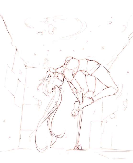 WIP commission work, Hestia, sketch phase