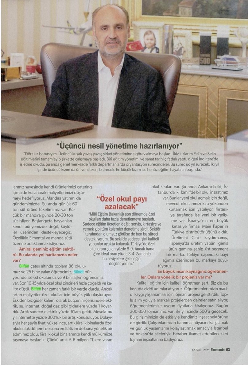 Ekim ayı içersinde yayınlanan <a href="/EkonomistDergi/">Ekonomist Dergisi</a> son sayısında Bilfen Şirketler Topluluğu genelinde verdiğim son röpörtaja yer verilmiş. Kıymetli emeği için Özlem Bay hanımefendiye ayrıca teşekkür ederim.