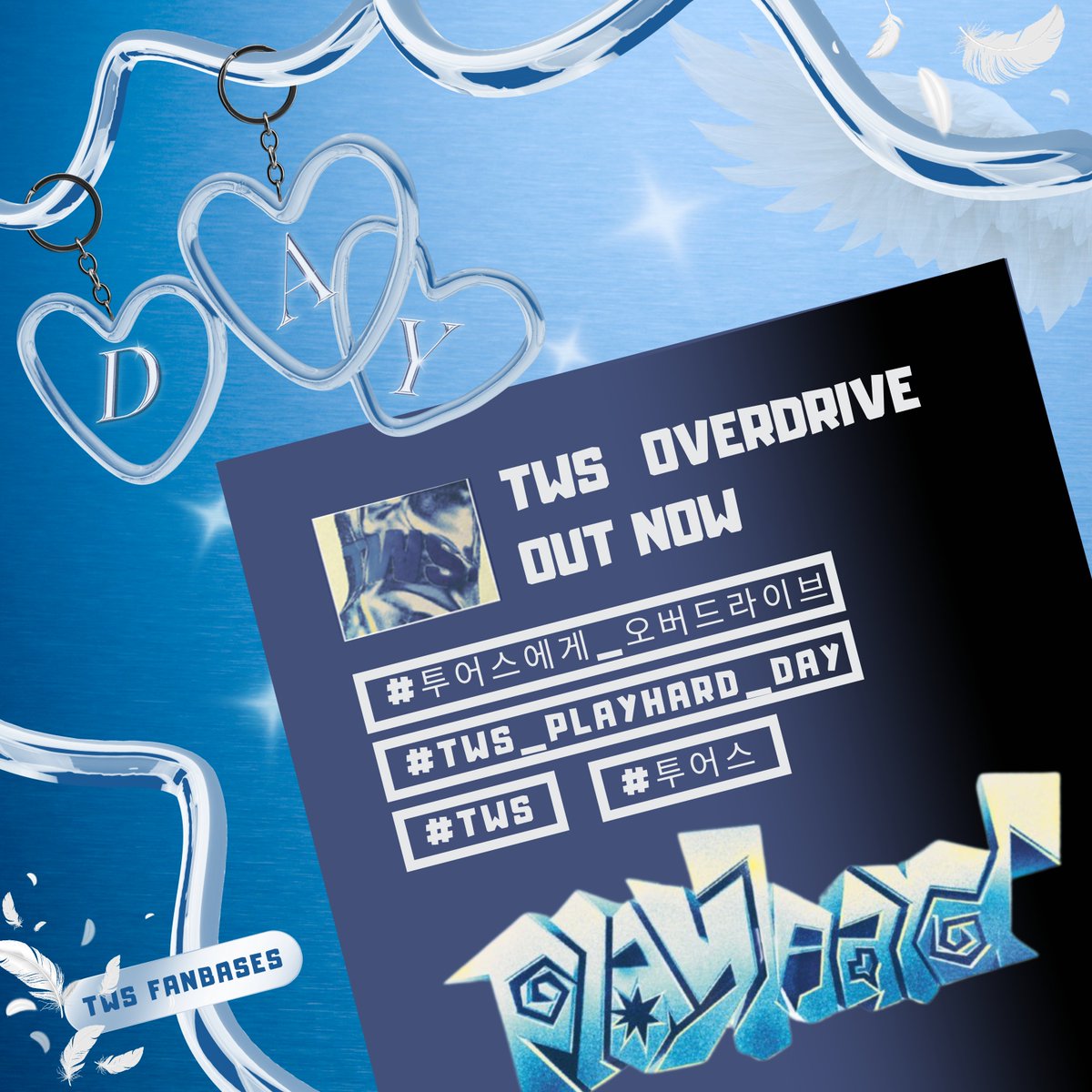 [HASHTAG EVENT]

The wait is almost over! 'play hard' releases in one hour 💥
Be LOUD and drop the hashtags NOW ❤️‍🔥

🔒 100 Replies, 100 RTs

TWS OVERDRIVE OUT NOW
#투어스에게_오버드라이브
#TWS_PLAYHARD_DAY
#TWS #투어스