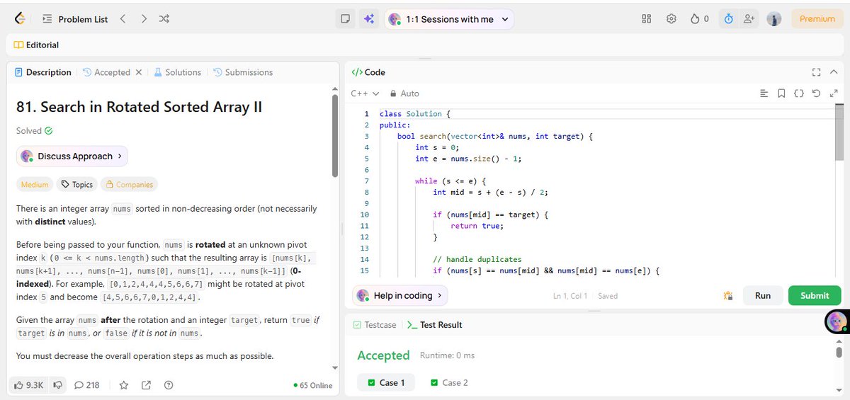 PriyanshuK25974's tweet image. 🔥 #Day 15 of my #DSA Journey!  

💻 Today’s Problems are:
🧩 Search in Rotated Array II  
🧮 Find Minimum in Rotated Sorted Array  
🔁 Count How Many Times the Array is Rotated  

#100DaysOfCode #TakeUForward #BuildInPublic #CodingJourney
