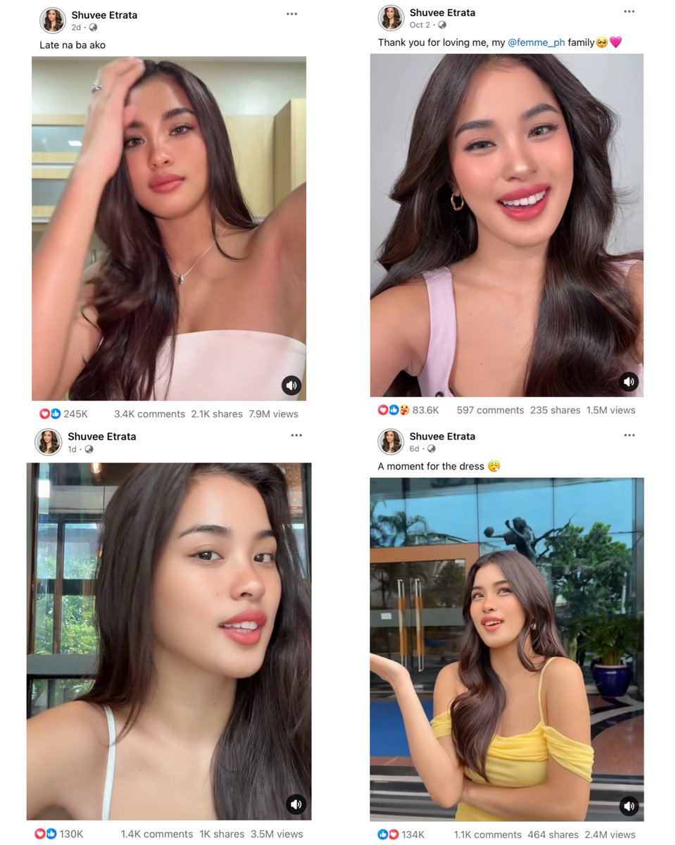 With views ranging from 1 million to almost 8 million on her recent upload, Shuvee’s followers keep growing. She now has 1.6 million followers on Facebook. 🥳💖

Make sure you're following her official accounts: Facebook: facebook.com/share/15HMfbTo… Instagram: