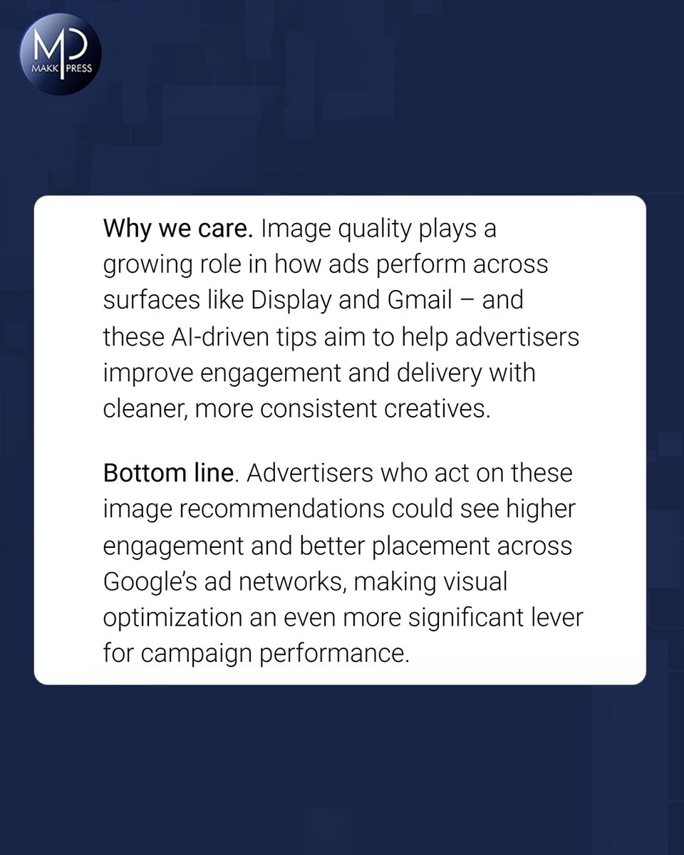 MakkpressTech's tweet image. Google Ads will now flag low-quality images — so say goodbye to blurry visuals 👋 and hello to high-performing creatives! 💡

#GoogleAds #DigitalMarketing #PPC #Makkpress #MarketingTips #AdPerformance #OnlineAdvertising #GoogleUpdates