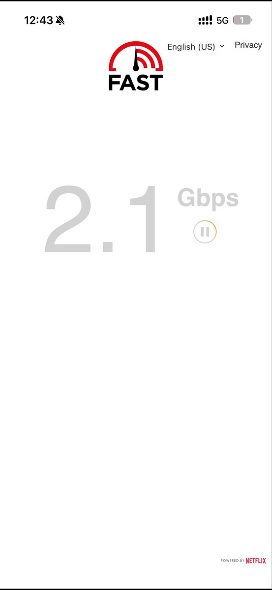 Internet speeds are crazy fast here in the UAE. It went up to 2.4 before I took the screenshot. #5G #VirginMobile