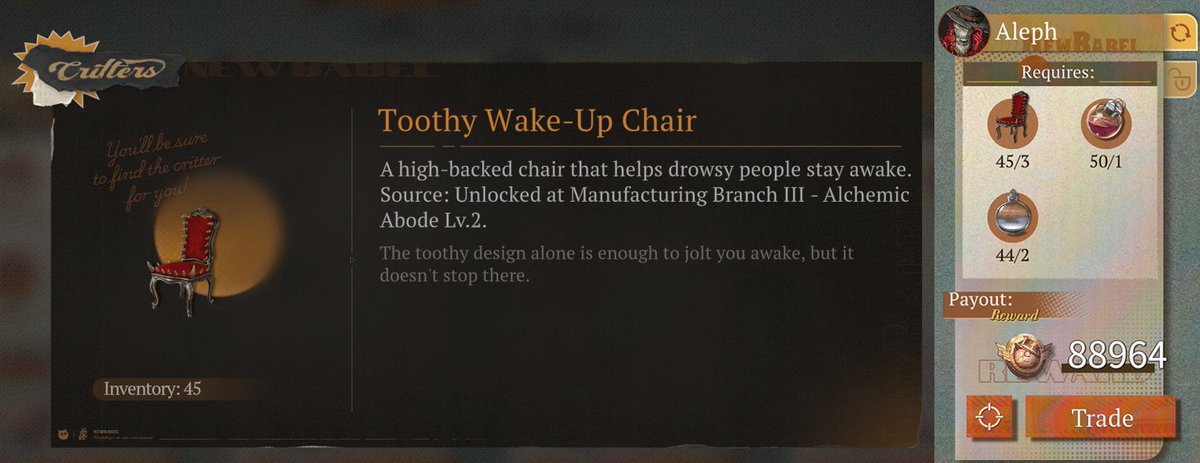 I think its quite ironic of him to request this chair, my man you need some sleep 
#Reverse1999 #alephcest