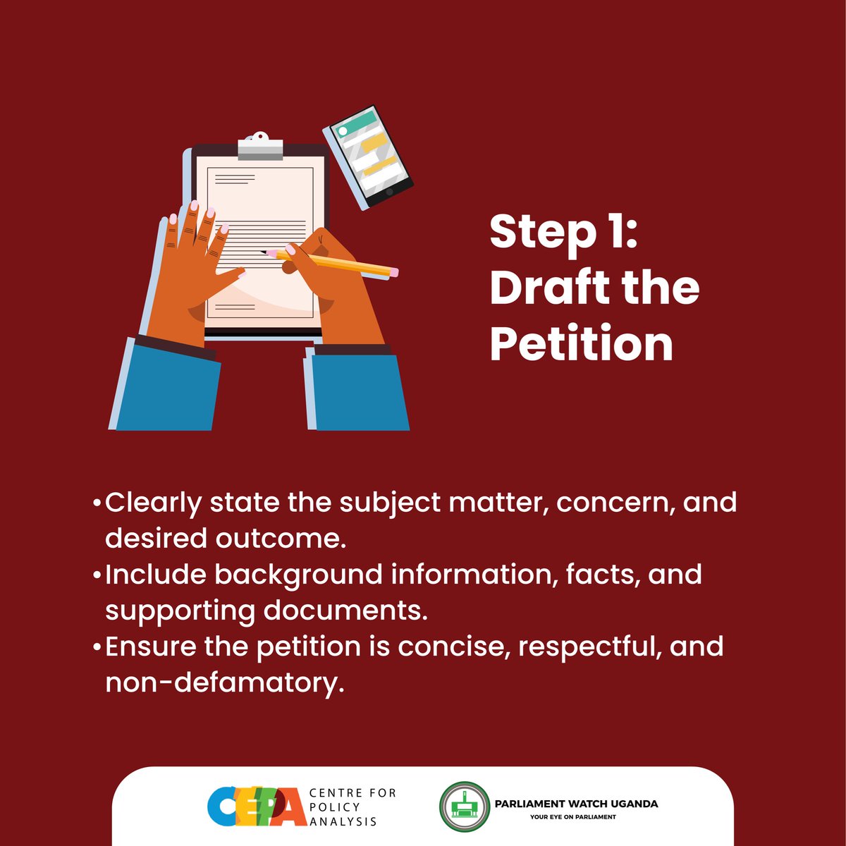 centre4policy's tweet image. 𝐒𝐓𝐄𝐏 𝐎𝐍𝐄 

📝 If you want to make your voice heard, start with a well crafted petition.
✅ Be clear on your concern &amp;amp; desired outcome.
📚 Back it up with facts &amp;amp; documents 
🤝 Keep it concise, respectful &amp;amp; impactful 

#ParliamentaryAccountability
#CEPAProgramming