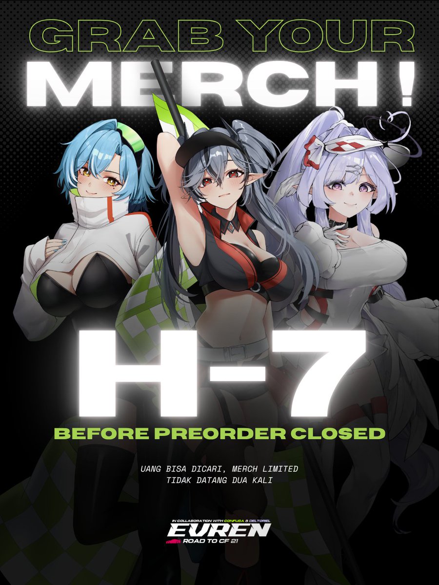 H-7 Sebelum Pre-Order Merch CF21 ditutup!
Uang bisa dicari, merch limited tidak datang dua kali^^

Grab your merch now! 🔥
#Comifuro21 #cf21