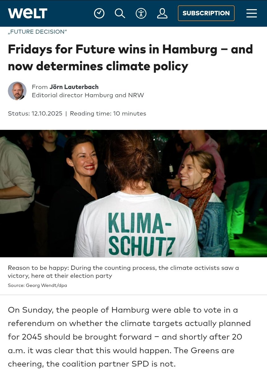 My hometown of Hamburg might just be stupidest city in the world.

They held a referendum and as a result committed themselves to become "carbon neutral" by 2040.

And that in a time where the climate scam is in retreat globally. But you can rely on Germany to be the last to wake