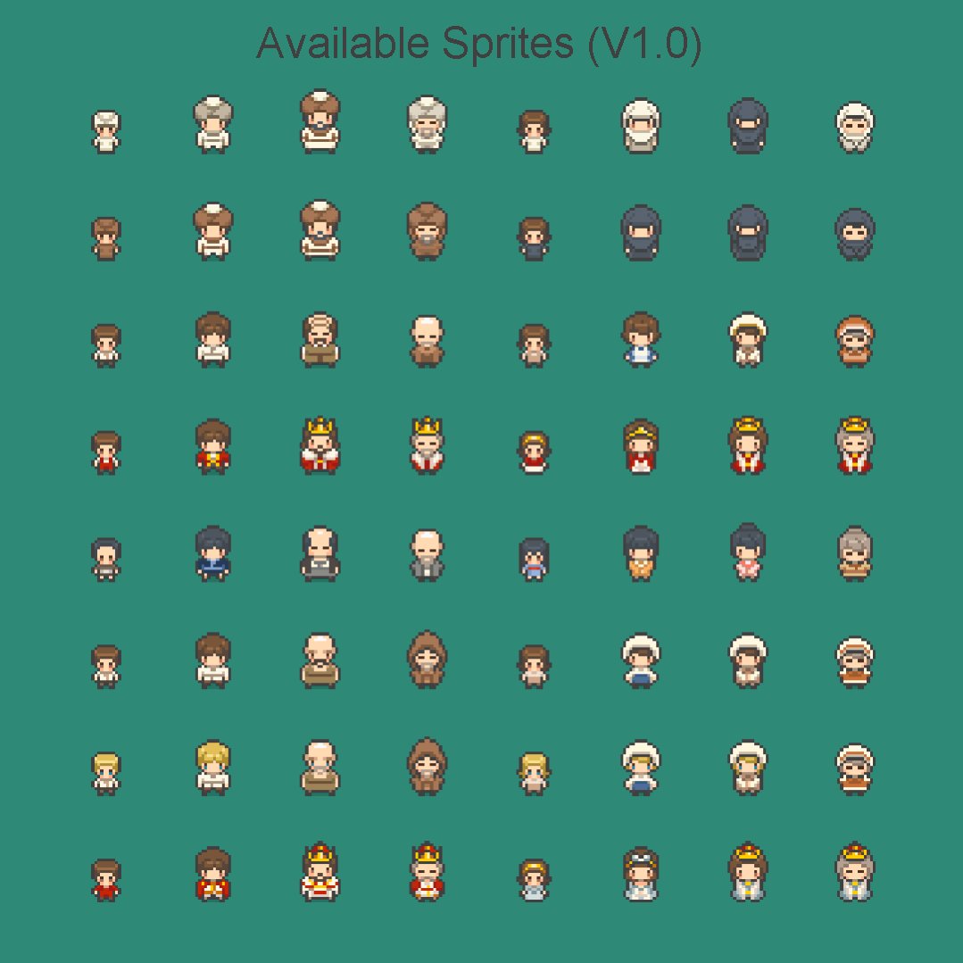 VectoRaith's tweet image. VectoRaith NPC sprite pack v1.00 is now available! 
The full version currently contain 64 sprites (256 if you count all the color variants)

vectoraith.itch.io/top-down-rpg-n…

Please kindly check it out!

#itchio #gamedev #gameasset #pixelart #ドット絵