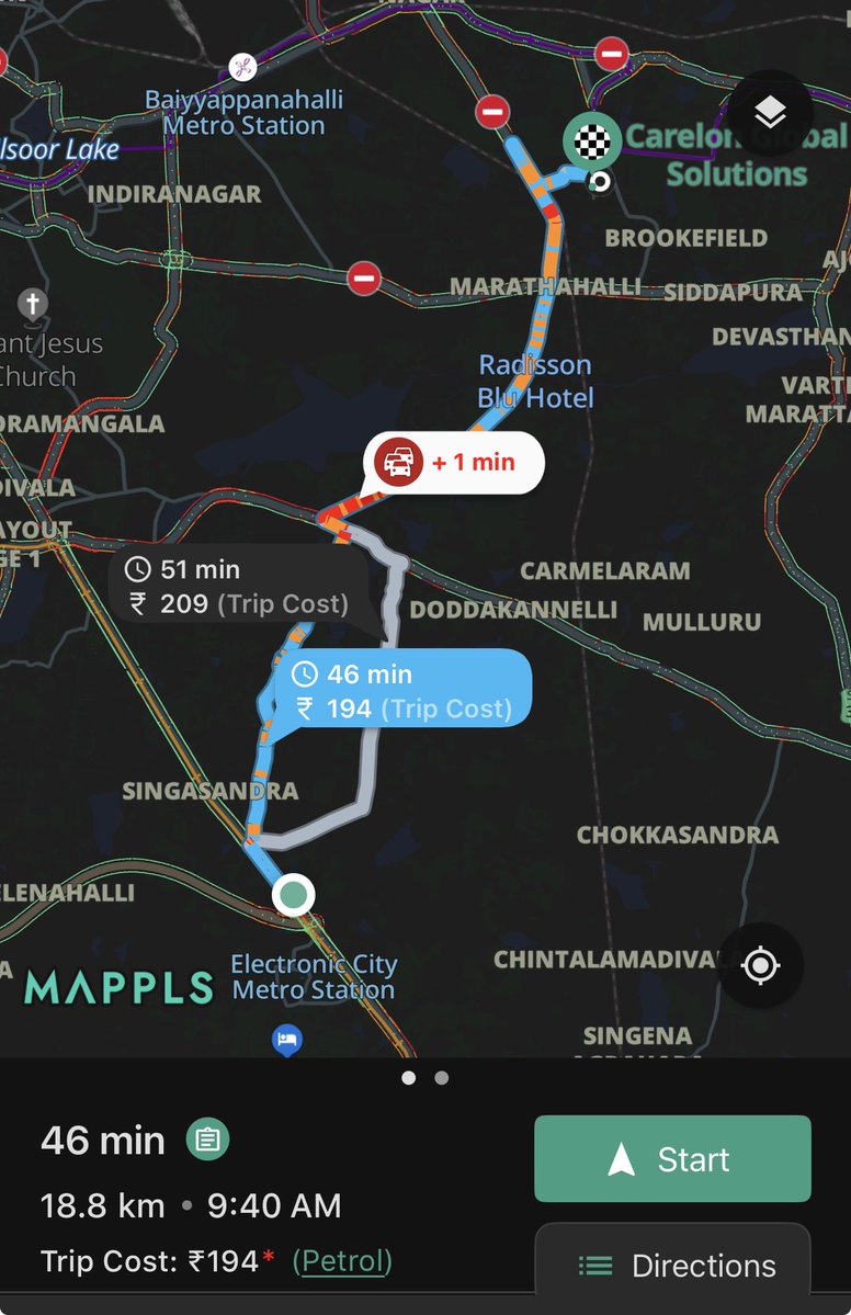 ApacheAravind's tweet image. I was keep telling you @_rohanverma , Mappls app is really bad at real time traffic data. Kindly fix this and do the needful . @mappls . Google maps showing real time data.