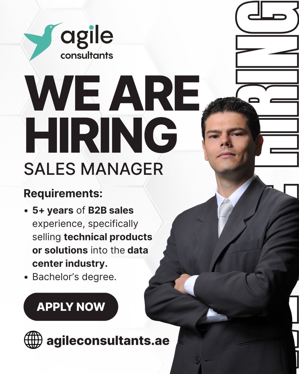 AgileUAE's tweet image. NEW JOB OPENING!

Agile Consultants is seeking an experienced Sales Manager – Data Center to drive the growth of advanced liquid cooling component solutions across the Middle East and Africa (MEA) region for our client. Apply: agileconsultants.ae/jobs/sales-man…

#Hiring #SalesManager