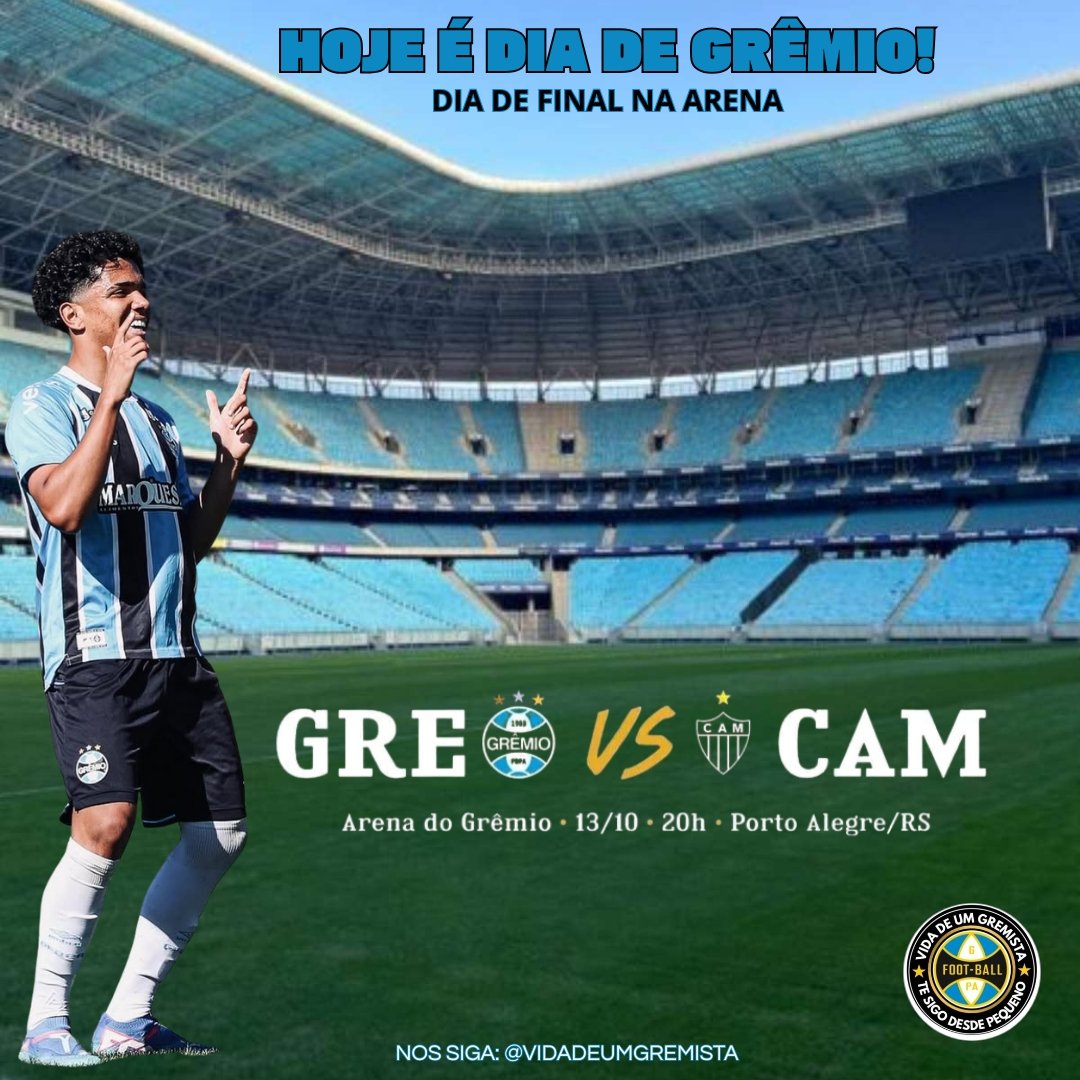 Luizgremio1986's tweet photo. Hoje é dia de Grêmio 🇪🇪
Dia de Final na Arena 🏆
#vemcomigo #nossiga #noticiasdogremio #vidadeumgremista #noticiasdefutebol #basedogremio #gremio #brasileirãosub17 #atleticomg #arenadogremio #Futebol https://t.co/H2vEqXnvVf