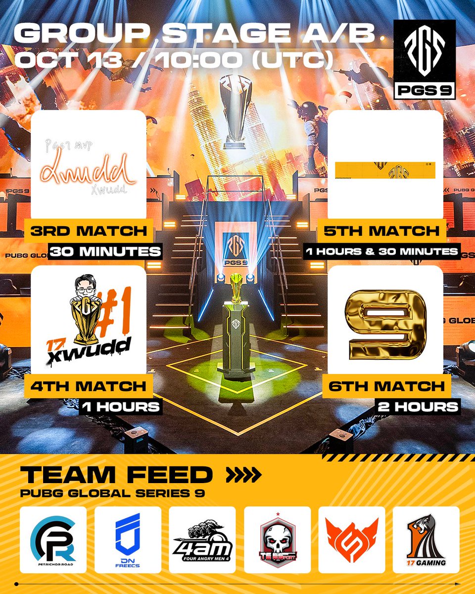 PUBGEsports's tweet image. We&apos;re LIVE from PGS 9! 🔥
Who&apos;s grabbing that first chicken dinner?
Watch now and earn Twitch Drops while you&apos;re at it 👀

📅 Group Stage A/B | Oct 13, 10:00 UTC
