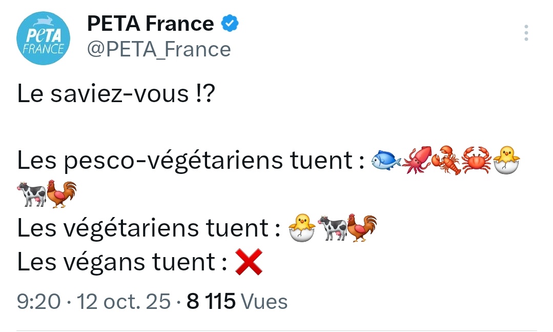 RVHunter57's tweet image. L'association #PETA ... reconnue comme adepte #vegan de l'#euthanasie 🤷♂️
De l'#antispécisme à l'#eugénisme ... il n'y a qu'une seringue ☝️
Si tu es #végétarien, #végé ... attention à toi ... tu es le prochain sur la liste 😅
L'#animalisme est vraiment un problème mortel ☝️
