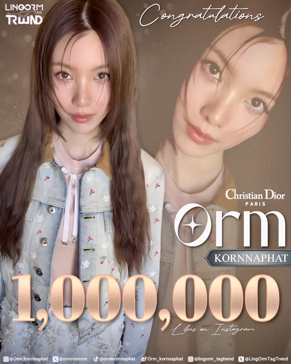 👸🏻⋆𝐁𝐈𝐆 𝐂𝐨𝐧𝐠𝐫𝐚𝐭𝐮𝐥𝐚𝐭𝐢𝐨𝐧 𝐭𝐨 𝐎𝐫𝐦 𝐊𝐨𝐫𝐧𝐧𝐚𝐩𝐡𝐚𝐭 𝐟𝐨𝐫 𝟏 𝐦𝐢𝐥𝐥𝐢𝐨𝐧 𝐥𝐢𝐤𝐞𝐬 𝐨𝐧 𝐈𝐧𝐬𝐭𝐚𝐠𝐫𝐚𝐦 👗

1 ล้านไลก์ตามกันไปติด ๆ ✨ reelนี้กับชุดของ Dior โดย Jonathan Anderson บอกเลยว่าน่ารัก เหมาะสมทั้งเสื้อผ้า หน้าผม ลงตัวสุด ๆ 💅🏻