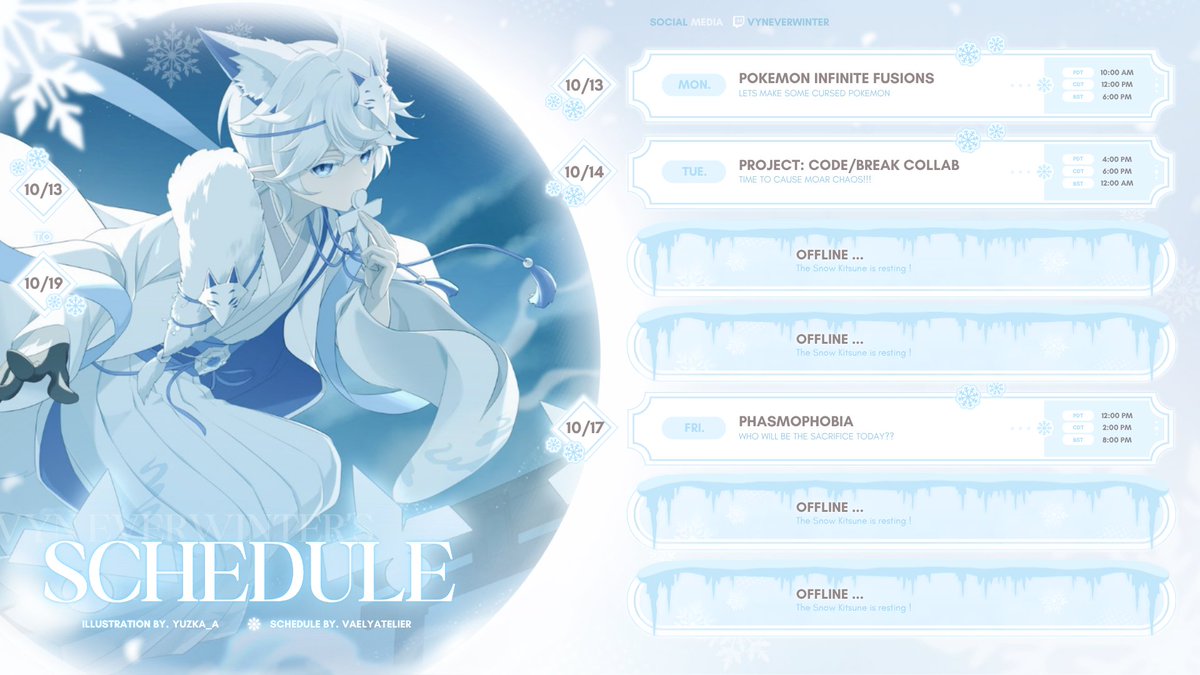 [10/13-10/19 Stream Schedule]
