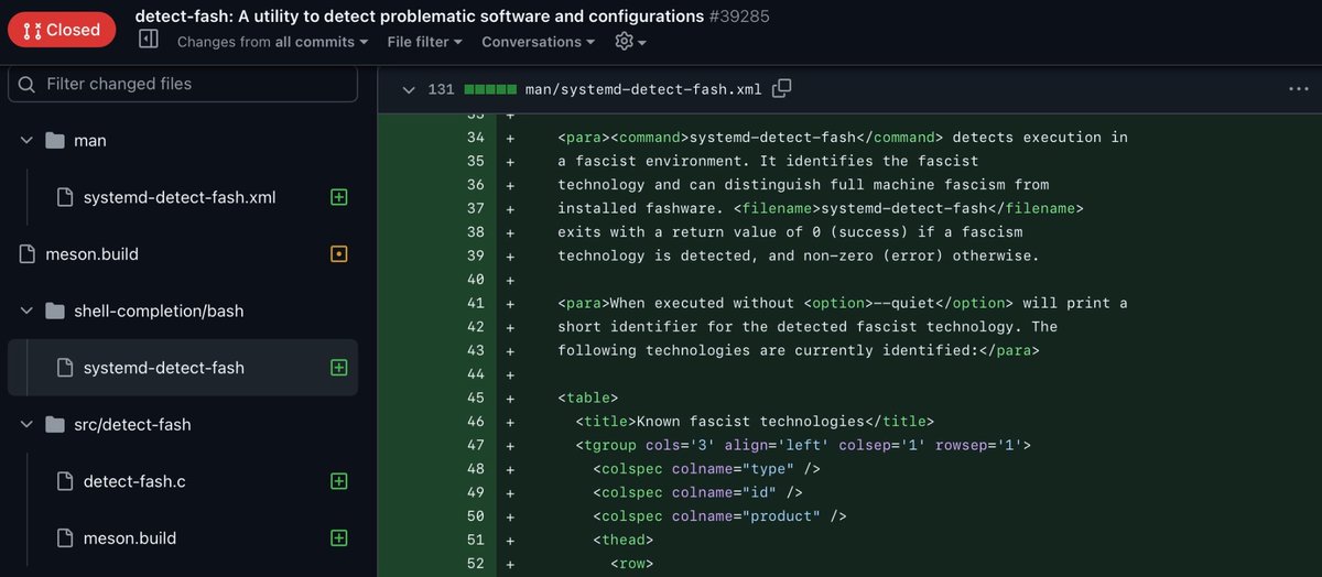 LundukeJournal's tweet image. Someone developed (and submitted) a “detect-fash” utility for systemd.

“A utility to detect problematic software and configurations”

It searches Linux systems for installations of the Ladybird Web Browser, Hyprland, or if the system is Omarchy Linux.

It also contains code to…