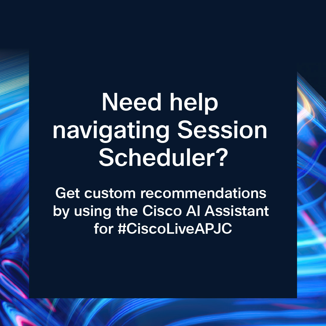 Get ready for Keynote Deep Dives, delivered by Cisco’s senior leaders to give you the inside track on how Cisco's new products can align with your strategic goals, enhance your current infrastructure, and solve existing challenges. #CiscoLiveAPJC

cs.co/6019A5dRF