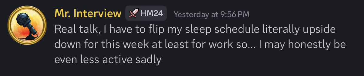 Funkininterview's tweet image. May be a bit inactive again during the day, posted this on the community discord👇
Have to turn into a night owl🦉
Posts will be a bit sporadic for at least a week or so😅