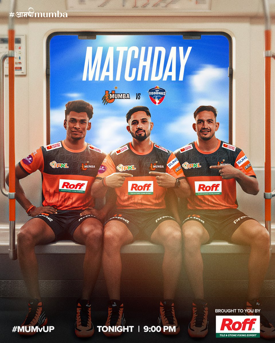 umumba's tweet image. A new city, the same hunger. The #Mumboys take on UP Yoddhas — ready to keep the charge alive. It’s Match Day brought to you by ⁦@RoffIndia⁩ 

#UMumba | #आमचीMumba | #MUMvUP
