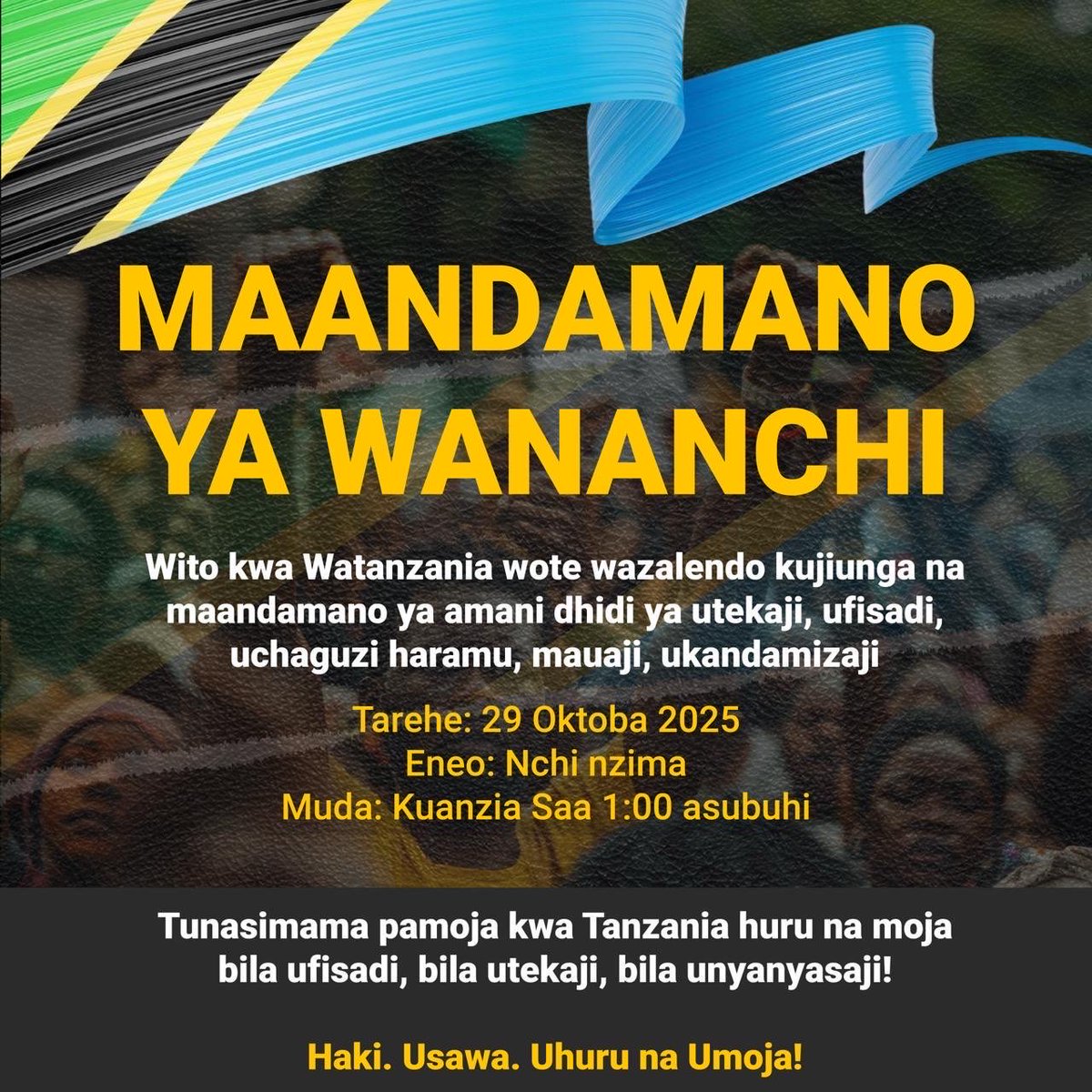 Bado siku 16 kufika #Oktoba29Tunatoka 
Wananchi wanazidi kutekwa na kuumizwa kwa hofu ya watawala!
Badala ya kuwatia hofu mnawajaza hasira na chuki!
Mnafikiri kikosi cha Mafwele kitawalinda? 
Basi mmekosea maana safari hii mmevuka mipaka yote - mmekuwa worse than yule Nduli