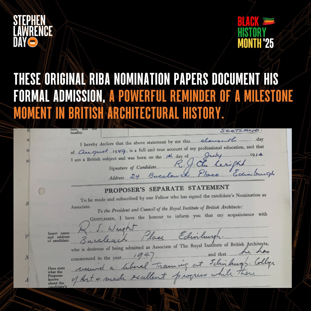 sldayfdn's tweet image. Born in Sierra Leone and trained in Edinburgh, Reuben Johnson Oluwole Wright became the earliest known Black member of the @RIBA in 1950.
#StephenLawrenceDay #SLD25 #KnowledgeChangesEverything #PowerOfLearning #SupportYoungPeople #BlackHistoryMonth #StandingFirmInPowerAndPride