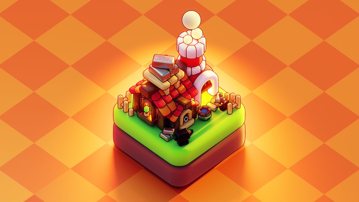 Doodlephile's tweet photo. I made a Blacksmith isometric illustration in Blender.🎥 The full process is now on my YouTube channel — link in bio! https://t.co/Ib94D58pjO