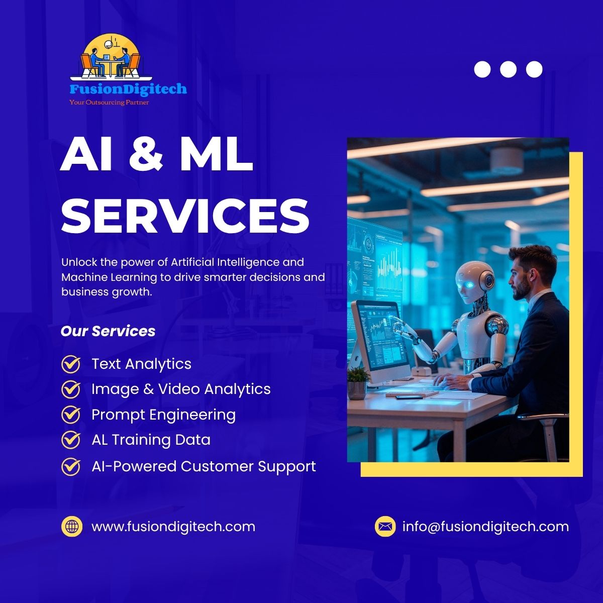 fusiondigitec's tweet image. Empower your business with Fusion Digitech’s advanced AI & Machine Learning (ML) services. Our intelligent solutions help you automate processes, uncover hidden insights, and make smarter, data-driven decisions.
🌐 fusiondigitech.com
#fusiondigitech #businessservices