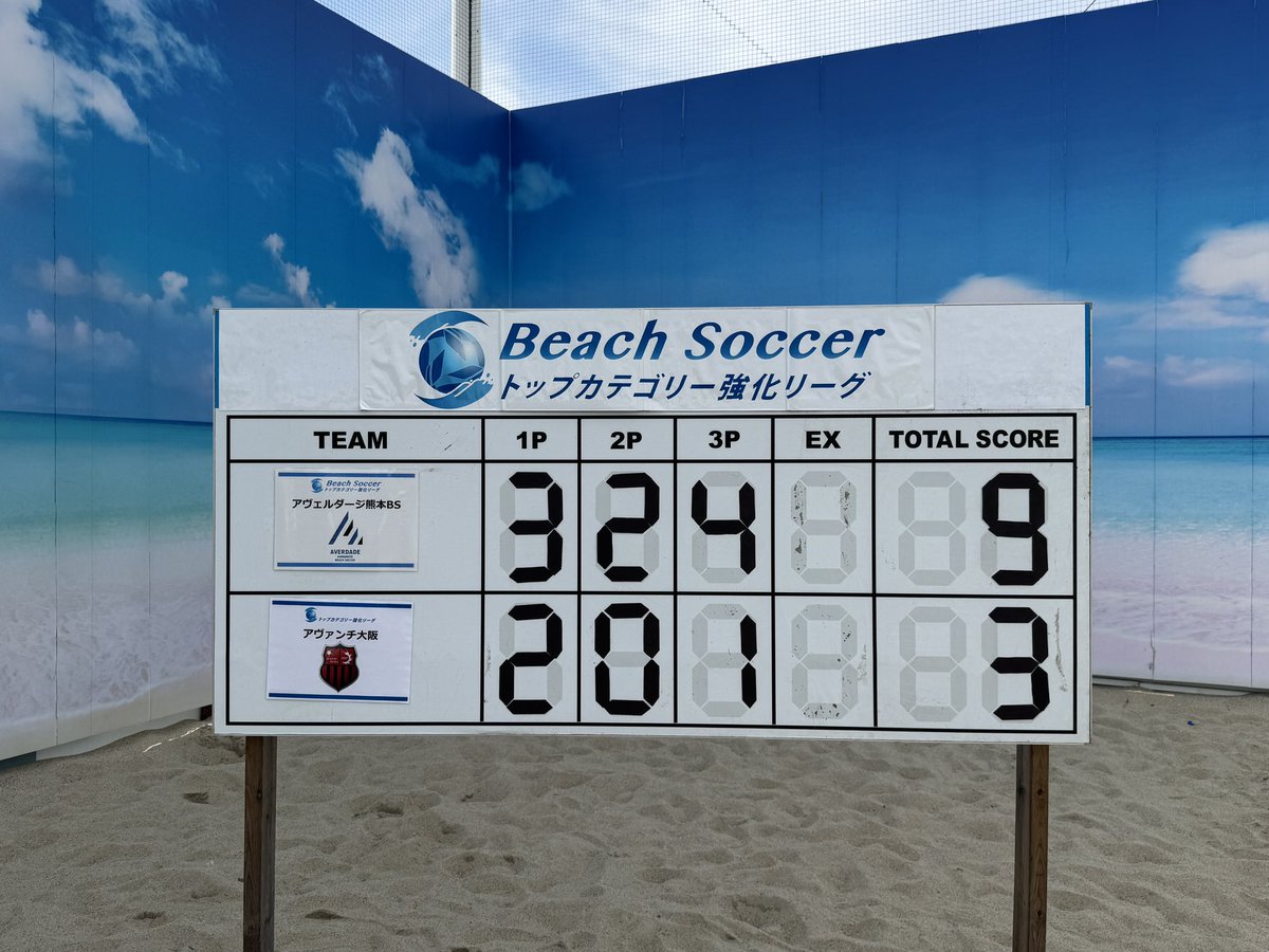 bstop_league's tweet photo. 【試合結果速報】

Beach Soccer トップカテゴリー強化リーグ2025

《ファイナルラウンド》

アヴェルダージ熊本BS vs アヴァンチ大阪

9-3でアヴェルダージ熊本３位🥉

#beachsoccer
#ビーチライフ
#マイナースポーツ
#ビーチサッカー
#砂サカ
#スナサカ https://t.co/jR8S96LD8c