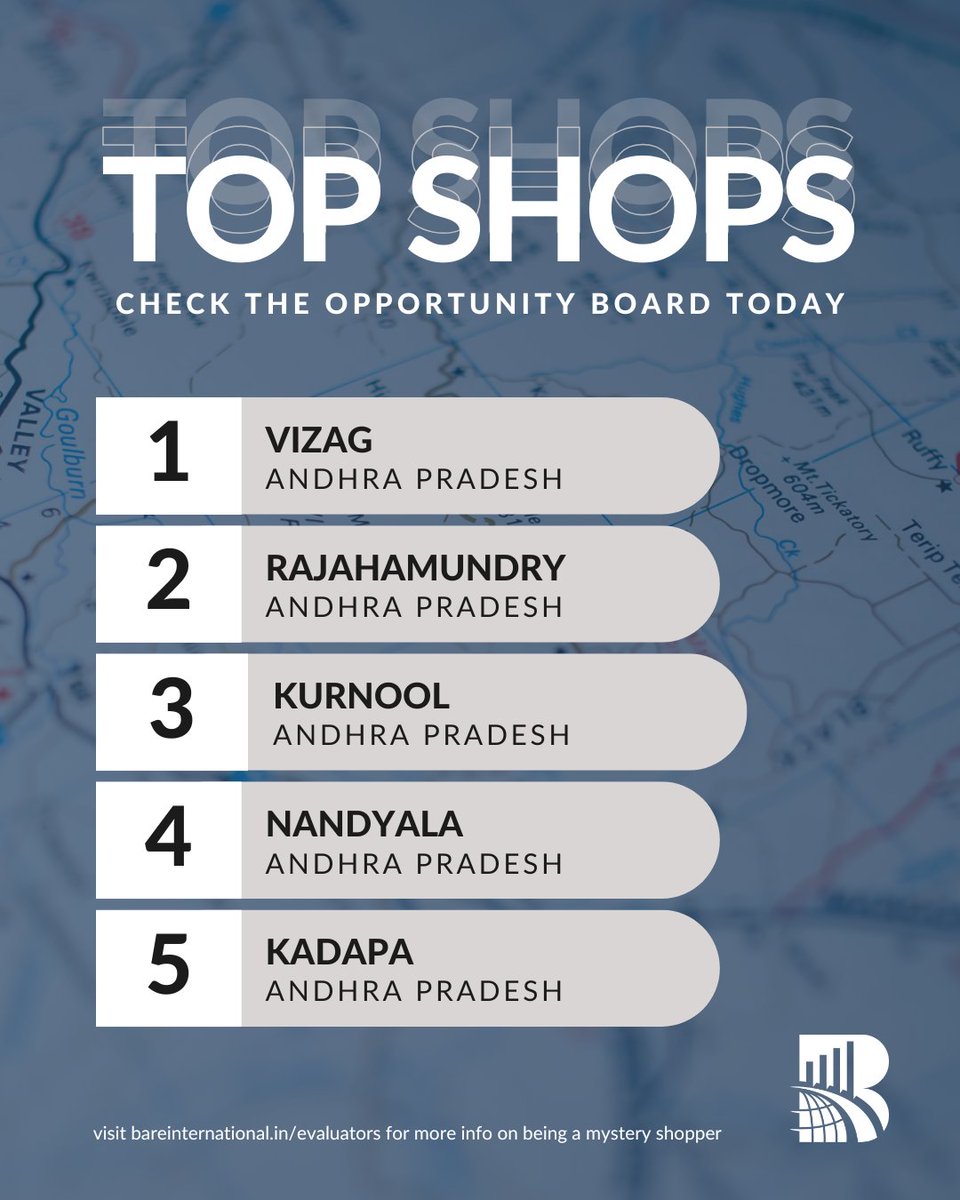 🌟Check out this week's top 5 hot shop locations 🔥 Visit the job board to sign up and start earning!

Log In 🔗ow.ly/cvbq50O1ZH0
Register 🔗ow.ly/34x750O1ZH3
or Fill in the form shorturl.at/aOPRW today!
 
#sidehustle #earnmoney #mysteryshopping #CX