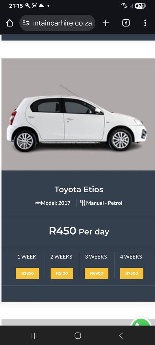 Fountainhiring's tweet photo. Fountain Car Hire offers unlimited Kilometres with lowest rental fees in Pretoria call 012 004 2043 or watsapp 066 025 1363 or visit https://t.co/m2rTBb8T76 to see more options https://t.co/QjZbVvqADl