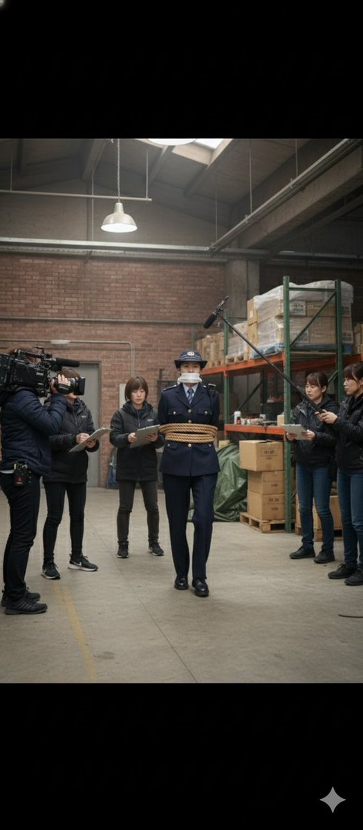 kintoresm's tweet photo. AIで女性警察官の緊縛撮影の風景画像を作成。 https://t.co/PHio2KUClG