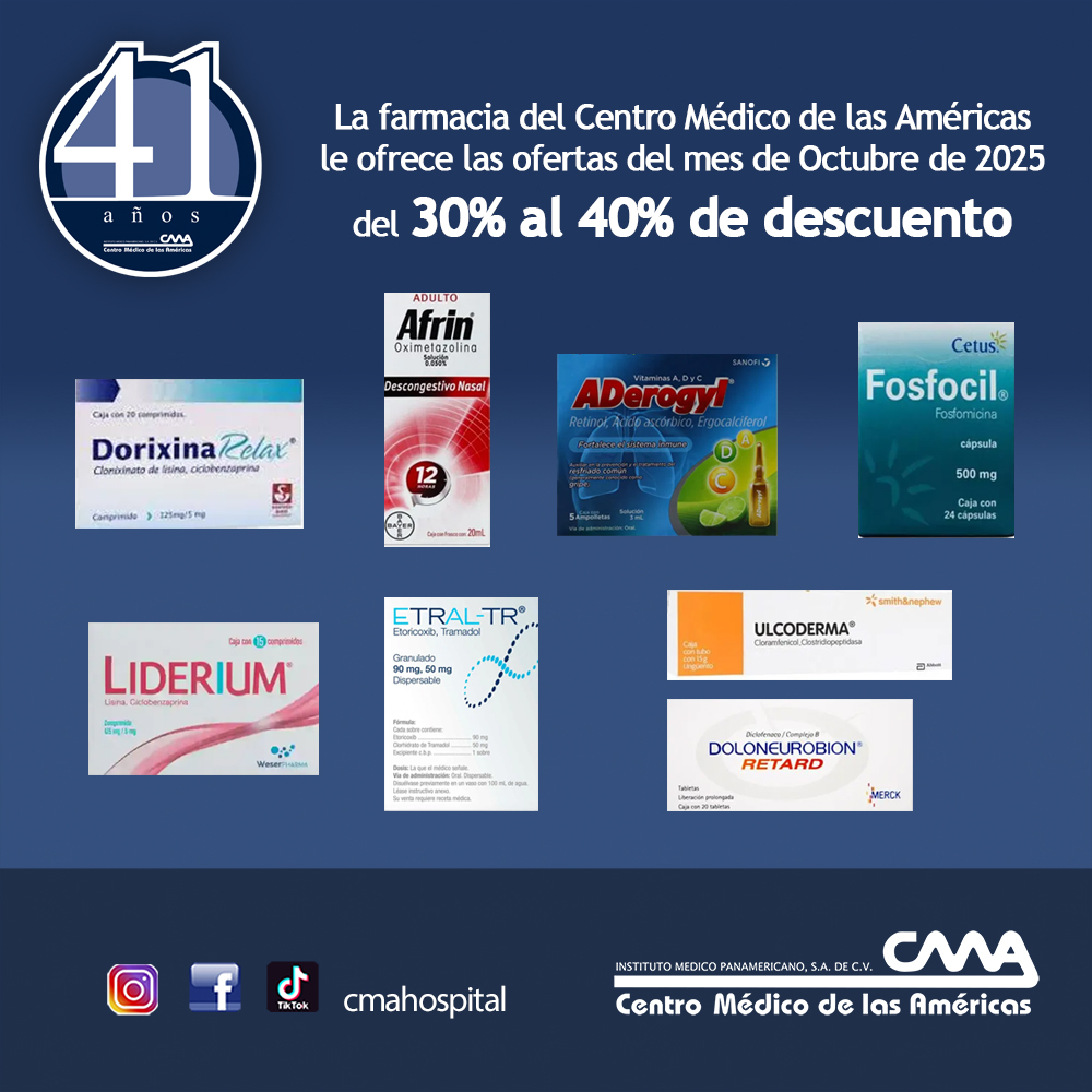📷 Renueva tu bienestar este octubre📷📷 Aprovecha nuestros descuentos en medicamentos y cuida de ti y los tuyos. Solo en #CMAHospital