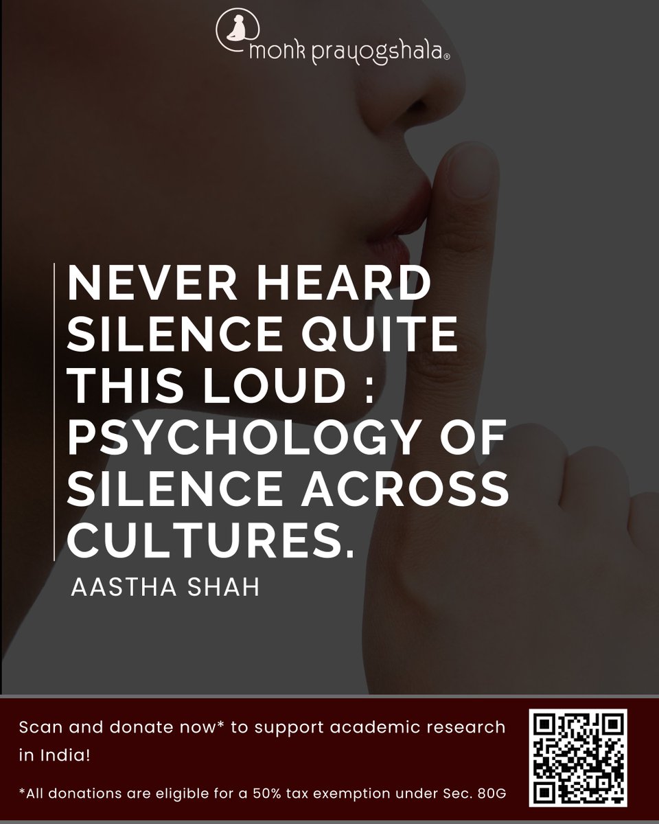 monkprayogshala's tweet image. 📌#BlogAlert
Read Aastha Shah&apos;s “Never Heard Silence Quite This Loud: Psychology of Silence Across Cultures” in this week’s blog!

Link: buff.ly/3YnjXhZ

💛 Support independent academic research in India!🔖 Donate now: buff.ly/e3QVJyV