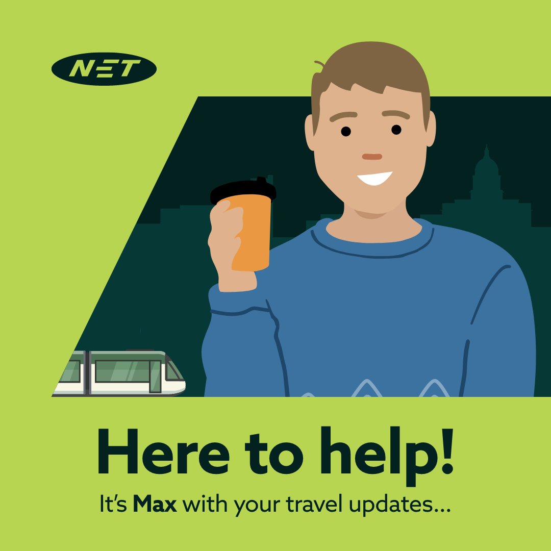 NETTram's tweet image. Good morning, Max signing in for the day.

✅ We&apos;re running a regular service to all stops.

Get in touch via WhatsApp if you have any questions.

thetram.net/service-status
