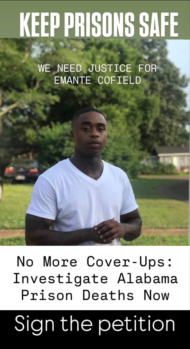 ShayCofield's tweet photo. @aldotcom Family Seeks Justice – Death of Emante Gabriel Cofield at St. Clair Correctional Facility 
#JusticeForEmante #KeepPrisonsSafe #PrisonReform #NoMoreCoverUps https://t.co/NVY6v7NB6W