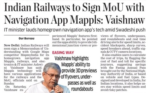 Thankful to <a href="/AshwiniVaishnaw/">Ashwini Vaishnaw</a> Sir for this great announcement.

As a citizen of India &amp; I am telling great things about <a href="/mappls/">Mappls</a> in my circle &amp; installing the mappls in their phones too.

Incredible work <a href="/mappls/">Mappls</a> team.

#SwadeshiSankalp
#mapplsapp