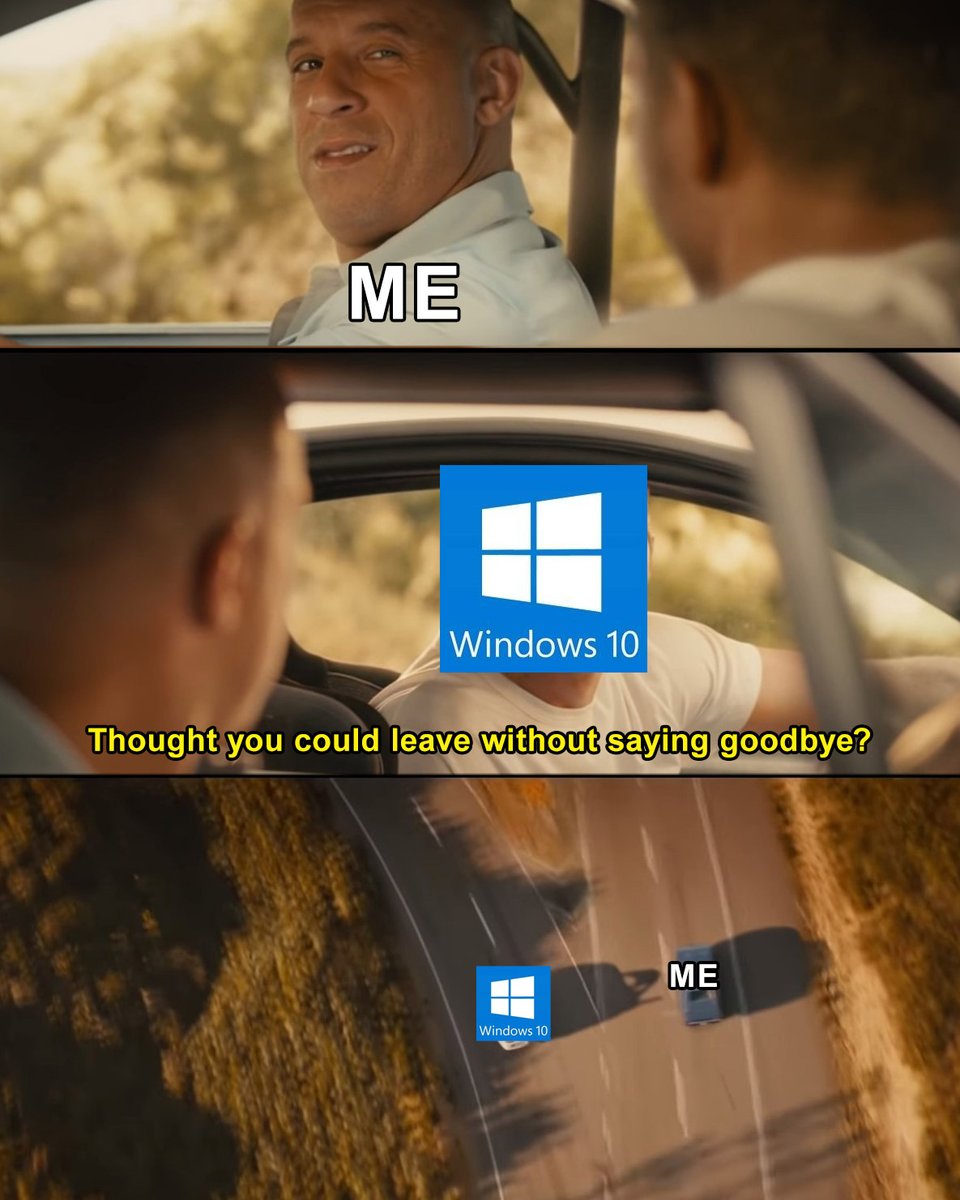 I'm not crying, you are 😭

🚨 In case you missed it Windows 10 support is ending this week. Make the move to Windows 11 today!